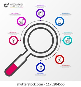 Infographic design template. Creative concept with 7 steps. Can be used for workflow layout, diagram, banner, webdesign. Vector illustration