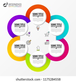 Infographic design template. Creative concept with 6 steps. Can be used for workflow layout, diagram, banner, webdesign. Vector illustration