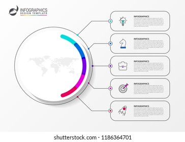 Infographic design template. Creative concept with 5 steps. Can be used for workflow layout, diagram, banner, webdesign. Vector illustration