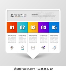 Infographic design template. Creative concept with 5 steps. Can be used for workflow layout, diagram, banner, webdesign. Vector illustration