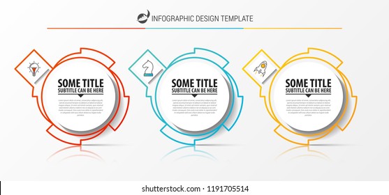 Infographic design template. Creative concept with 3 steps. Can be used for workflow layout, diagram, banner, webdesign. Vector illustration