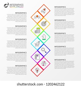 Infographic design template. Creative concept with 10 steps. Can be used for workflow layout, diagram, banner, webdesign. Vector illustration