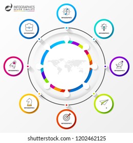 Infographic design template. Creative concept with 8 steps. Can be used for workflow layout, diagram, banner, webdesign. Vector illustration