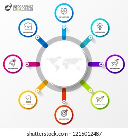 Infographic design template. Creative concept with 8 steps. Can be used for workflow layout, diagram, banner, webdesign. Vector illustration