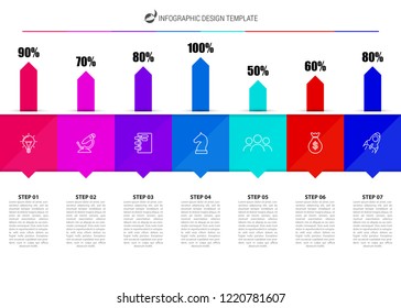 Infographic design template. Creative concept with 7 steps. Can be used for workflow layout, diagram, banner, webdesign. Vector illustration