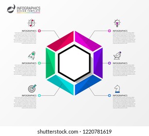 Infographic design template. Creative concept with 6 steps. Can be used for workflow layout, diagram, banner, webdesign. Vector illustration