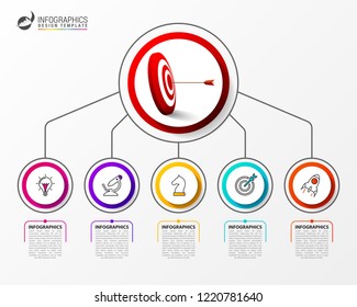 Infographic design template. Creative concept with 5 steps. Can be used for workflow layout, diagram, banner, webdesign. Vector illustration