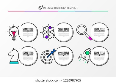 Infographic design template. Creative concept with 6 steps. Can be used for workflow layout, diagram, banner, webdesign. Vector illustration