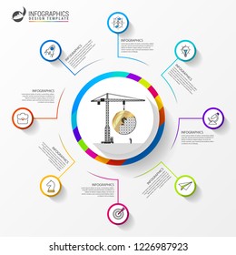 Infographic design template. Creative concept with 8 steps. Can be used for workflow layout, diagram, banner, webdesign. Vector illustration