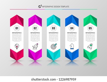 Infographic design template. Creative concept with 5 steps. Can be used for workflow layout, diagram, banner, webdesign. Vector illustration