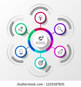 Infographic design template. Creative concept with 6 steps. Can be used for workflow layout, diagram, banner, webdesign. Vector illustration