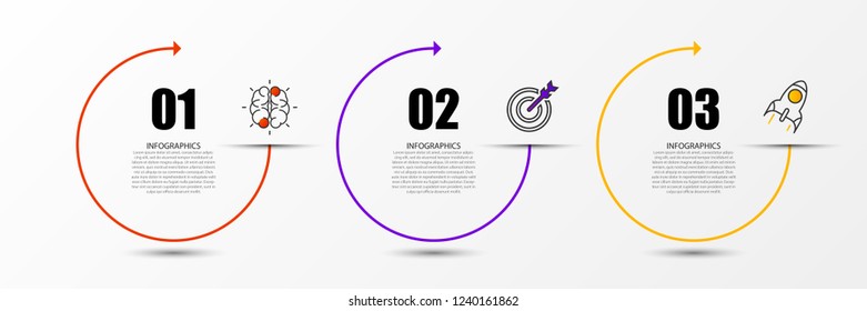 Infographic design template. Creative concept with 3 steps. Can be used for workflow layout, diagram, banner, webdesign. Vector illustration