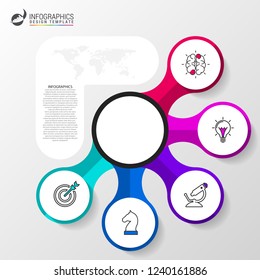Infographic design template. Creative concept with 5 steps. Can be used for workflow layout, diagram, banner, webdesign. Vector illustration