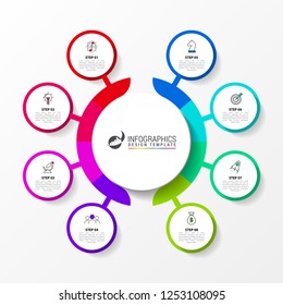 Infographic design template. Creative concept with 8 steps. Can be used for workflow layout, diagram, banner, webdesign. Vector illustration