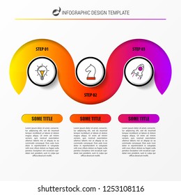 Infographic design template. Creative concept with 3 steps. Can be used for workflow layout, diagram, banner, webdesign. Vector illustration