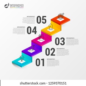 Infographic design template. Creative concept with 5 steps. Can be used for workflow layout, diagram, banner, webdesign. Vector illustration