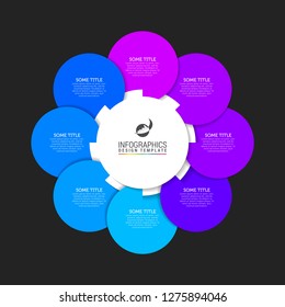Infographic design template. Creative concept with 8 steps. Can be used for workflow layout, diagram, banner, webdesign. Vector illustration
