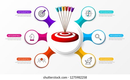 Infographic design template. Creative concept with 6 steps. Can be used for workflow layout, diagram, banner, webdesign. Vector illustration