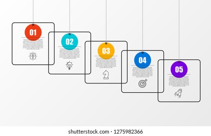 Infographic design template. Creative concept with 5 steps. Can be used for workflow layout, diagram, banner, webdesign. Vector illustration