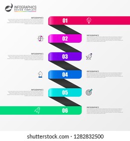 Infographic design template. Creative concept with 6 steps. Can be used for workflow layout, diagram, banner, webdesign. Vector illustration
