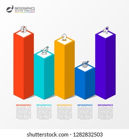 Infographic design template. Creative concept with 5 steps. Can be used for workflow layout, diagram, banner, webdesign. Vector illustration