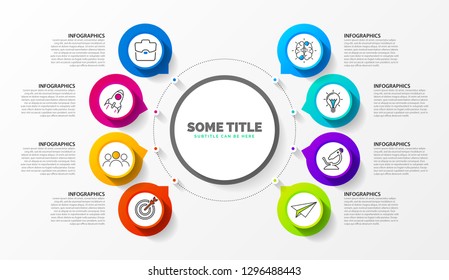 Infographic design template. Creative concept with 8 steps. Can be used for workflow layout, diagram, banner, webdesign. Vector illustration