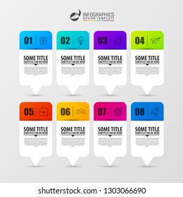 Infographic design template. Creative concept with 8 steps. Can be used for workflow layout, diagram, banner, webdesign. Vector illustration