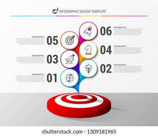 Infographic design template. Creative concept with 6 steps. Can be used for workflow layout, diagram, banner, webdesign. Vector illustration