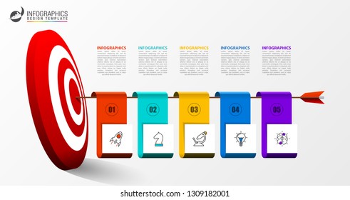 Infographic design template. Creative concept with 5 steps. Can be used for workflow layout, diagram, banner, webdesign. Vector illustration
