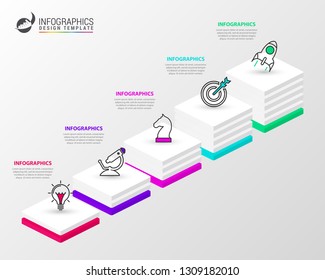 Infographic design template. Creative concept with 5 steps. Can be used for workflow layout, diagram, banner, webdesign. Vector illustration