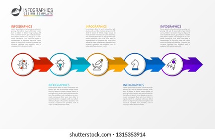 Infographic design template. Creative concept with 5 steps. Can be used for workflow layout, diagram, banner, webdesign. Vector illustration