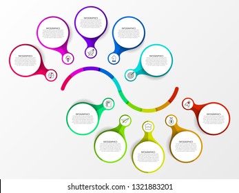 Infographic design template. Creative concept with 10 steps. Can be used for workflow layout, diagram, banner, webdesign. Vector illustration