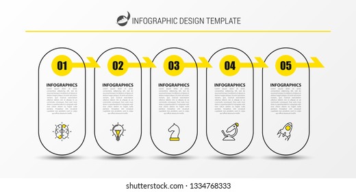 Infographic design template. Creative concept with 5 steps. Can be used for workflow layout, diagram, banner, webdesign. Vector illustration
