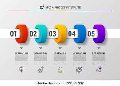 Infographic design template. Creative concept with 5 steps. Can be used for workflow layout, diagram, banner, webdesign. Vector illustration