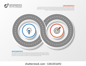 Infographic design template. Creative concept with 2 steps. Can be used for workflow layout, diagram, banner, webdesign. Vector illustration