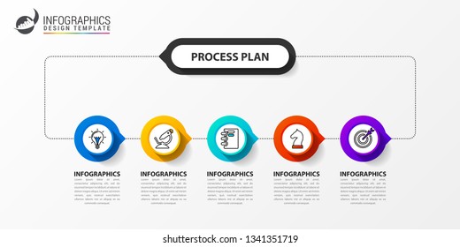 Infographic design template. Creative concept with 5 steps. Can be used for workflow layout, diagram, banner, webdesign. Vector illustration