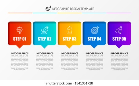 Infographic design template. Creative concept with 5 steps. Can be used for workflow layout, diagram, banner, webdesign. Vector illustration