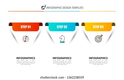 Infographic design template. Creative concept with 3 steps. Can be used for workflow layout, diagram, banner, webdesign. Vector illustration