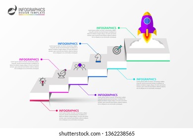 Infographic design template. Creative concept with 6 steps. Can be used for workflow layout, diagram, banner, webdesign. Vector illustration