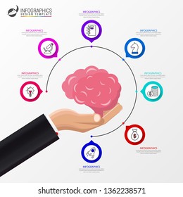 Infographic design template. Creative concept with 7 steps. Can be used for workflow layout, diagram, banner, webdesign. Vector illustration