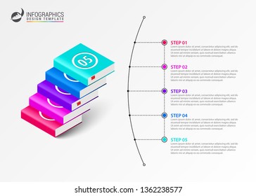 Infographic design template. Creative concept with 5 steps. Can be used for workflow layout, diagram, banner, webdesign. Vector illustration