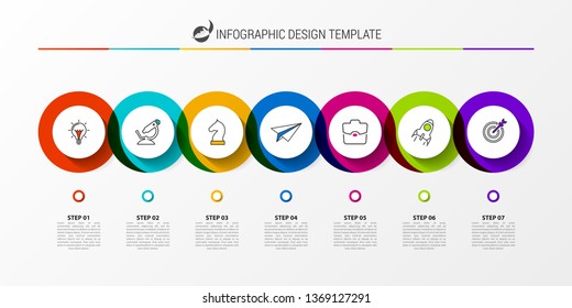 Infographic design template. Creative concept with 7 steps. Can be used for workflow layout, diagram, banner, webdesign. Vector illustration