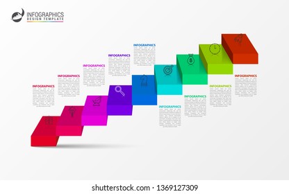 Infographic design template. Creative concept with 9 steps. Can be used for workflow layout, diagram, banner, webdesign. Vector illustration