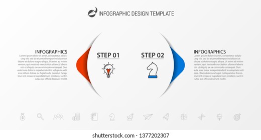 Infographic design template. Creative concept with 2 steps. Can be used for workflow layout, diagram, banner, webdesign. Vector illustration