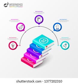 Infographic design template. Creative concept with 5 steps. Can be used for workflow layout, diagram, banner, webdesign. Vector illustration