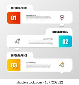 Infographic design template. Creative concept with 3 steps. Can be used for workflow layout, diagram, banner, webdesign. Vector illustration