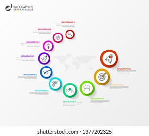 Infographic design template. Creative concept with 10 steps. Can be used for workflow layout, diagram, banner, webdesign. Vector illustration