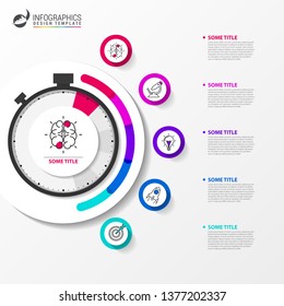 Infographic design template. Creative concept with 5 steps. Can be used for workflow layout, diagram, banner, webdesign. Vector illustration