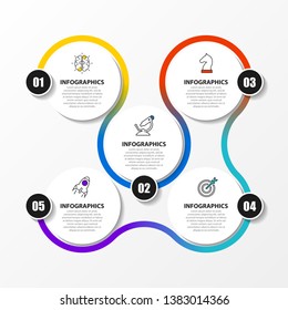 Infographic design template. Creative concept with 5 steps. Can be used for workflow layout, diagram, banner, webdesign. Vector illustration
