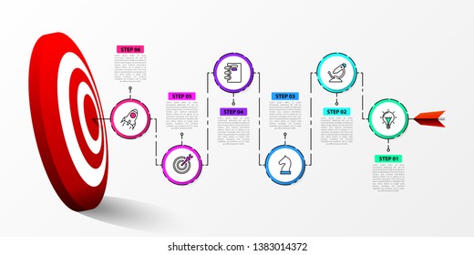 Infographic design template. Creative concept with 6 steps. Can be used for workflow layout, diagram, banner, webdesign. Vector illustration